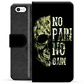 iPhone 5/5S/SE Premium Portemonnee Hoesje - No Pain, No Gain