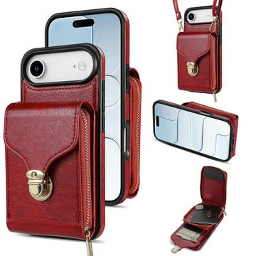 iPhone Air alles-in-één hoesje met portemonnee en riem - Rood
