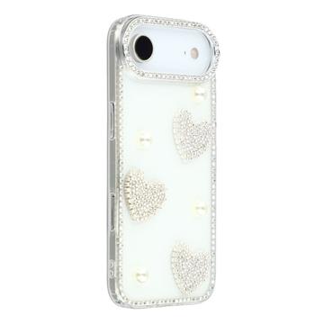 iPhone Air Sprankelende Liefde en Parel Hybride Hoesje - Wit