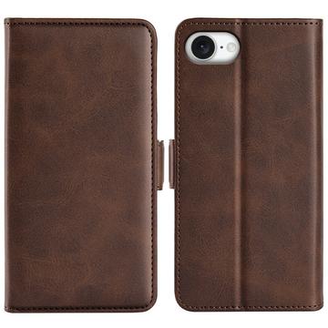 iPhone 16e Portemonnee Hoesje met Magnetische Sluiting - Kalf Textuur - Bruin