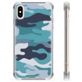 iPhone X / iPhone XS hybride hoesje - blauw camouflage