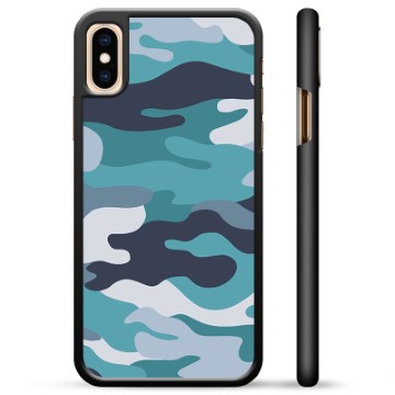 Beschermhoes voor iPhone X / iPhone XS - Blauw Camouflage