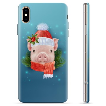 iPhone X / iPhone XS TPU-hoesje - Winter Piggy