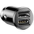 Baseus Grain Mini Smart Dubbele USB Autolader - 3.1A - Zwart