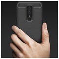 OnePlus 6 Geborsteld TPU Hoesje - Carbon Fiber - Zwart