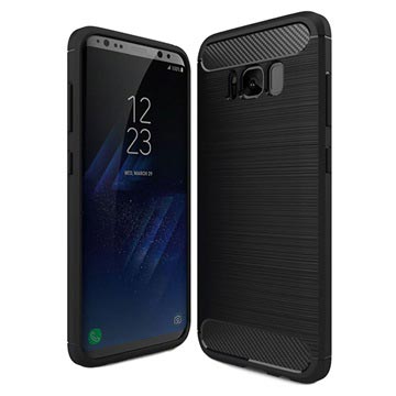 Samsung Galaxy S8 Geborsteld TPU Case - Koolstofvezel - Zwart