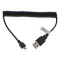 Micro USB Spiral Kabel - Zwart - 0.5m-1.2m