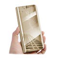 iPhone X / iPhone XS Luxury Series Mirror View Flip Cover - Goud