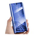 iPhone X / iPhone XS Luxury Series Mirror View Flip Cover - Blauw