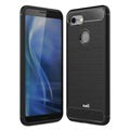 Saii Geborsteld Google Pixel 3 TPU Case - Koolstofvezel - Zwart