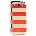 Samsung Galaxy S3 I9300 Puro Stripe Cover - Zilver / Rood