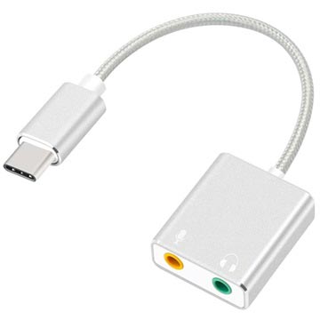 USB-C / AUX hoofdtelefoon en microfoon audio-adapter - zilver