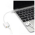 USB-C / AUX hoofdtelefoon en microfoon audio-adapter - zilver