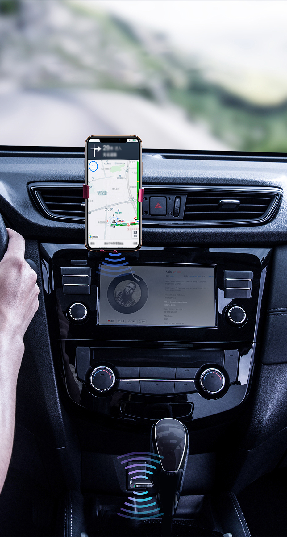 Baseus Qiyin AUX / Bluetooth 5.0 autoradio-ontvanger - Zwart