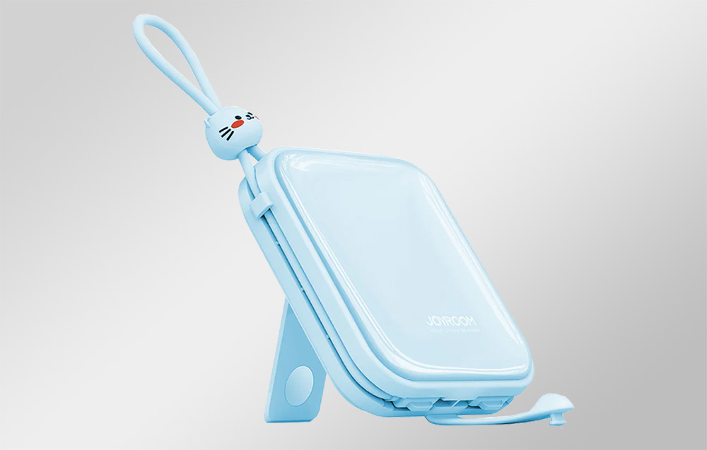 Joyroom JR-L009 Cutie Power Bank 10000mAh met USB-C & Lightning-kabels - 12W - Blauw