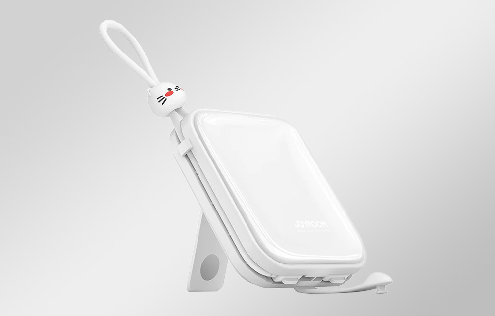 Joyroom JR-L008 Cutie Power Bank 10000mAh w. USB-C & Lightning-kabels - 22.5W - Wit