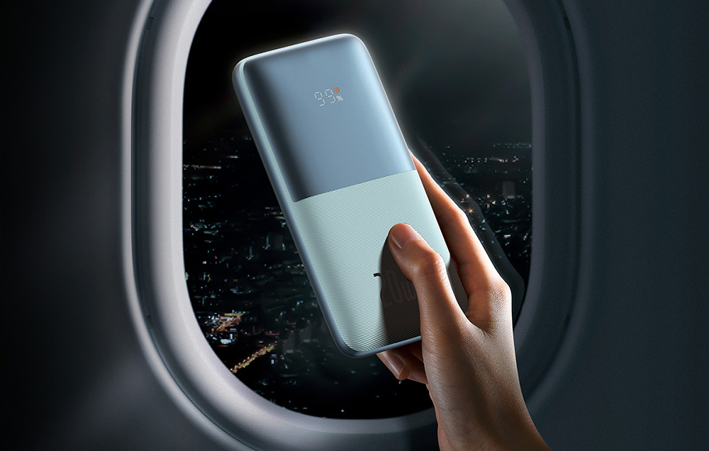 Baseus Bipow Pro Digital Display Fast Charge Power Bank 10000mAh/20W - 2xUSB, USB-C - Blauw