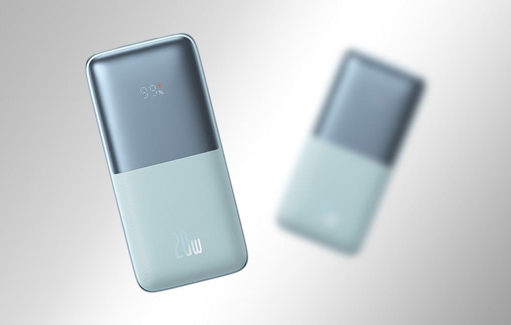 Baseus Bipow Pro Digital Display Fast Charge Power Bank 10000mAh/20W - 2xUSB, USB-C - Blauw