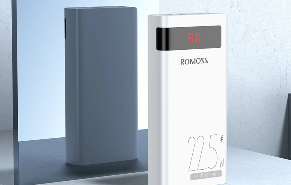 Romoss Sense 8PF 30000mAh Power Bank - 22.5W, PD, QC, FCP - Wit