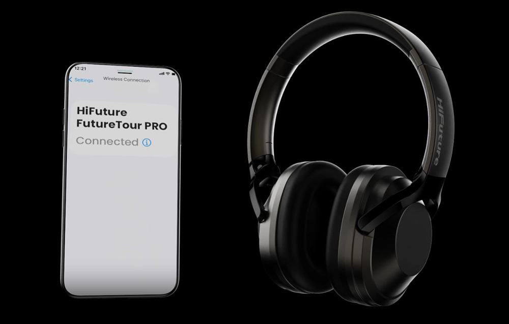HiFuture FutureTour Pro draadloze hoofdtelefoon - ANC, Bluetooth 5.2 - Zwart