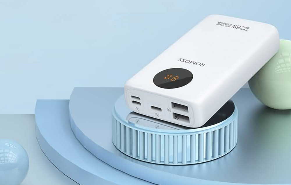 Romoss SW10PF 10000mAh Power Bank 22.5W - USB-C, 2xUSB-A - White