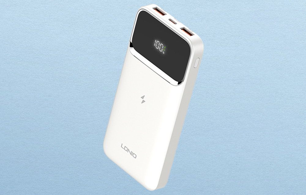 Ldnio PQ11 15W Draadloos Opladen Power Bank 10000mAh - USB-C, 2xUSB-A - Wit